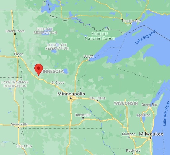 Minnesota map, marker for Leaf Valley