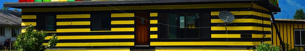 The Fizz Buzz Cafe, a yellow and black striped diner